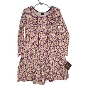 NWT Tea Collection Girl 6 Dress Colorful Geometric Polka Dot Long Sleeve Purple